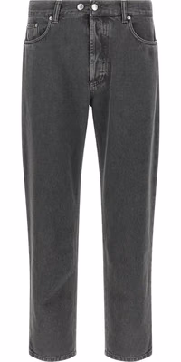 Gray Cotton Cropped Jeans