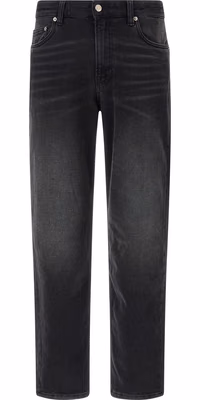 Black Cotton Straight-Leg Jeans