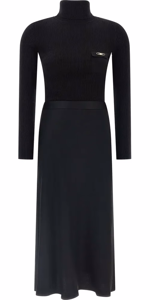 Black Lycra Midi Dress
