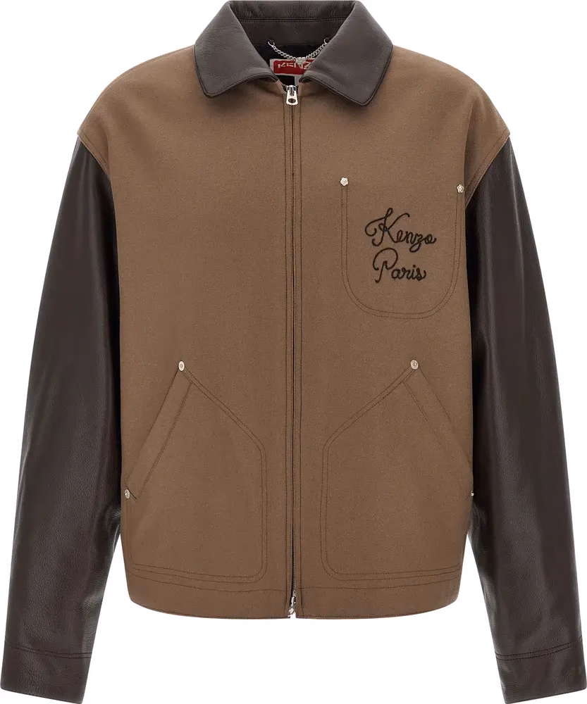 Brown Virgin Wool Leather Jacket