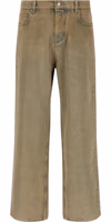 Beige Cotton Straight-Leg Jeans 1