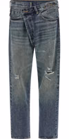 Blue Cotton Straight-Leg Jeans 1