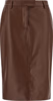 Brown Leather Midi Skirt 1
