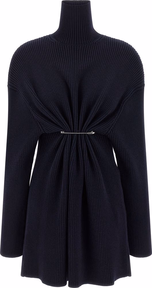 Blue Wool Short Dress