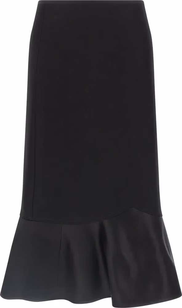 Black Virgin Wool Midi Skirt