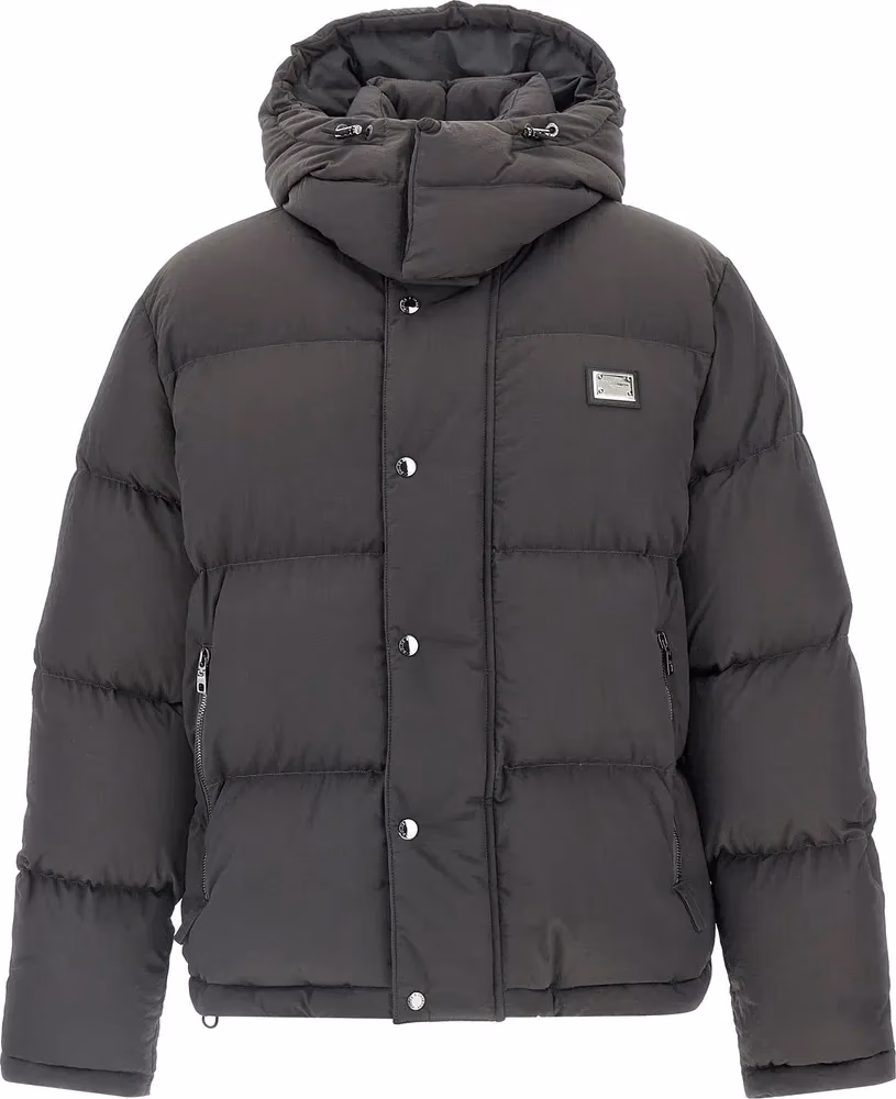 Gray Polyamide Full-Length Jacket
