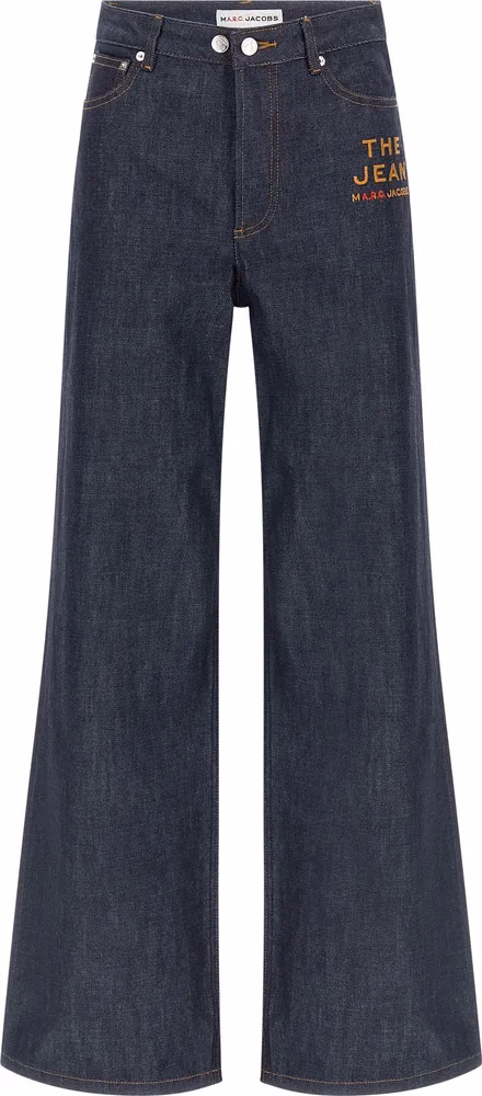 Blue Cotton Straight-Leg Jeans