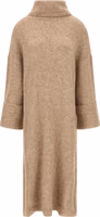 Beige Alpaca Leather Midi Dress 1