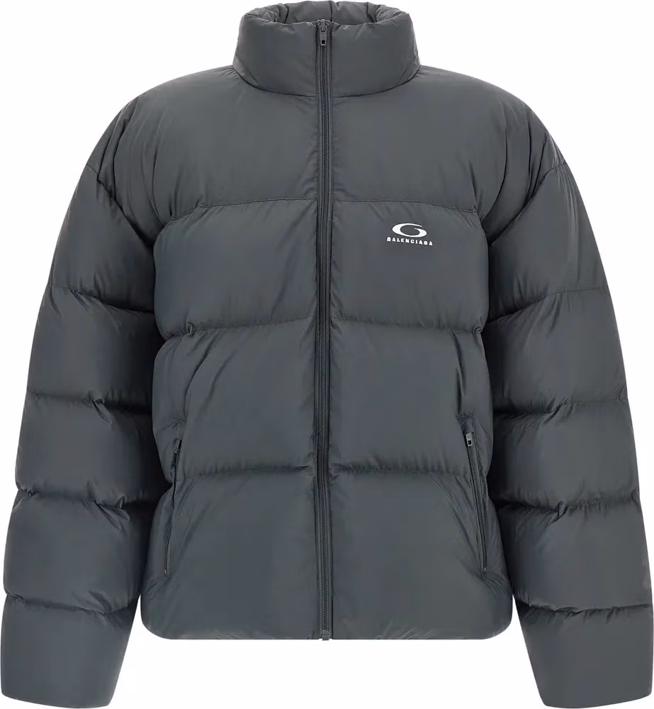 Gray Polyamide Full-Length Jacket