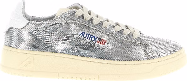 Silver Polyester Low Top Sneakers
