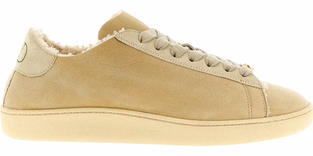 Beige Goatskin Low Top Sneakers
