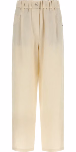 White Viscose Casual Pants