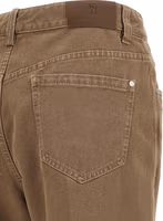 Beige Cotton Straight-Leg Jeans 4