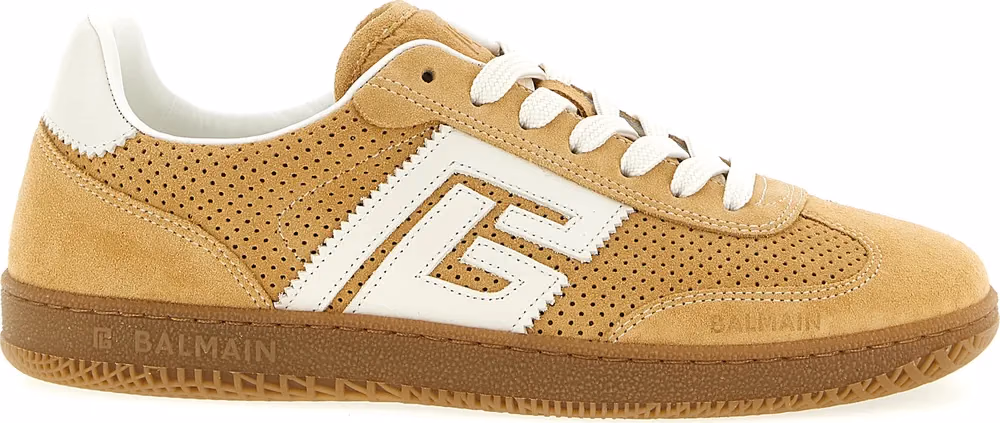 Beige Calfskin Low Top Sneakers