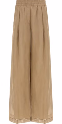 Beige Cotton Casual Pants