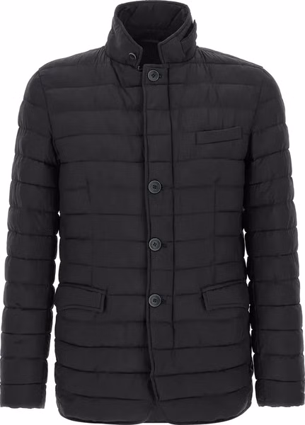 Blue Polyamide Full-Length Jacket