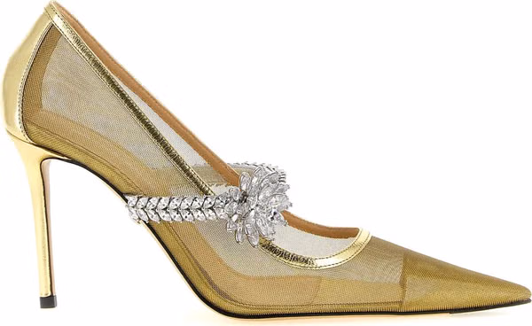 Gold Polyamide High Heel Pumps