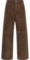Brown Lamb Leather Casual Pants 1