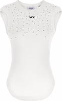 White Viscose Sleeveles T-Shirt 1