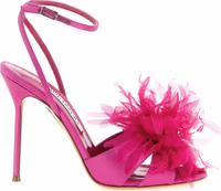 Fuchsia Textile Stiletto Heel Sandals 1