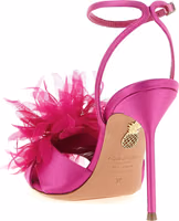 Fuchsia Textile Stiletto Heel Sandals 3