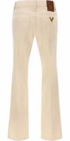 Beige Cotton Flared Jeans 2