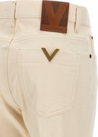 Beige Cotton Flared Jeans 4