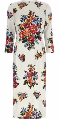 White Viscose Midi Dress