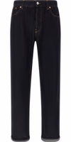 Blue Cotton Straight-Leg Jeans 1