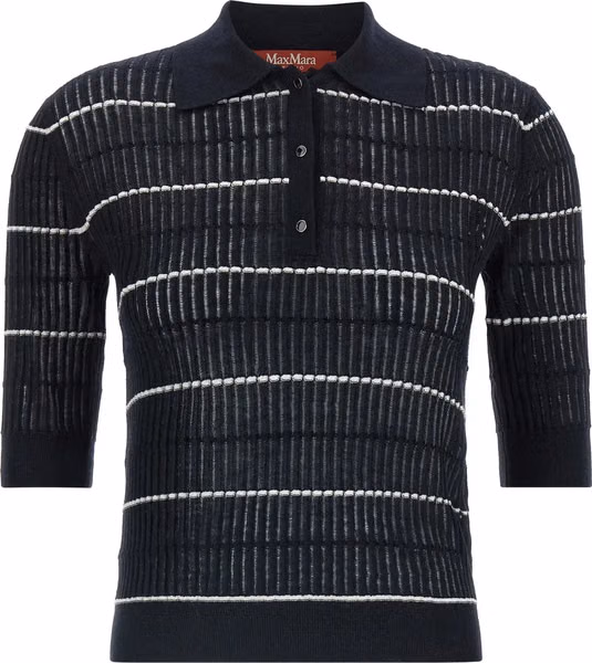 Blue Silk Polo Shirt