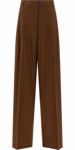 Brown Virgin Wool Casual Pants