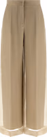 Beige Silk Casual Pants 1