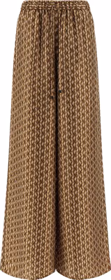 Brown Silk Casual Pants