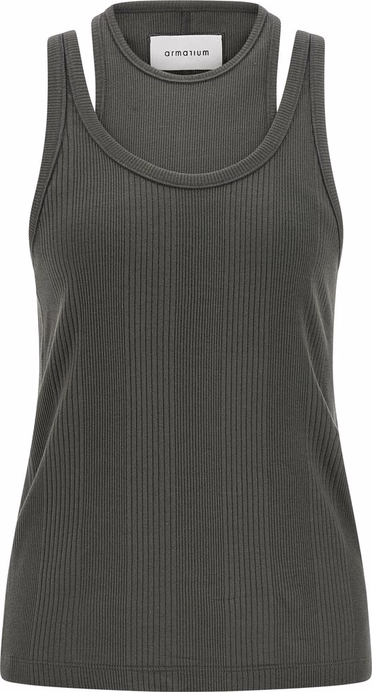 Gray Cotton Sleeveles T-Shirt