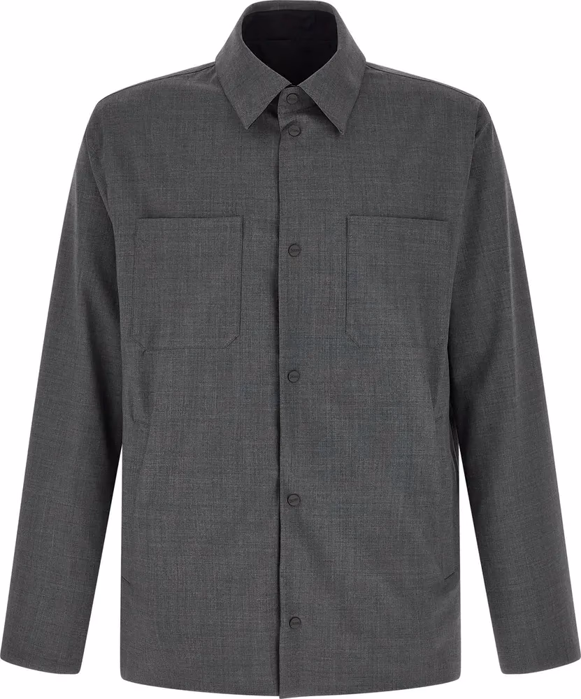 Gray Polyester Full-Length Jacket