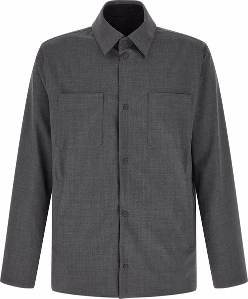 Gray Polyester Full-Length Jacket
