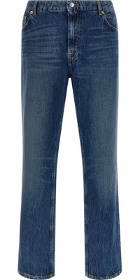 Blue Cotton Straight-Leg Jeans