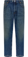 Blue Cotton Straight-Leg Jeans 1
