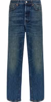 Blue Cotton Straight-Leg Jeans 1