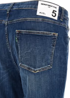 Blue Cotton Cropped Jeans 4