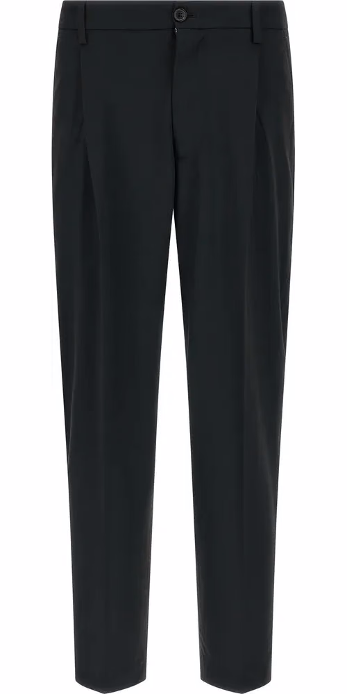 Black Polyester Casual Pants