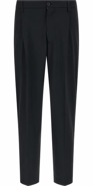 Black Polyester Casual Pants