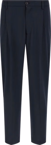 Blue Polyester Casual Pants