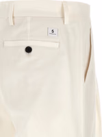 White Cotton Casual Pants 4