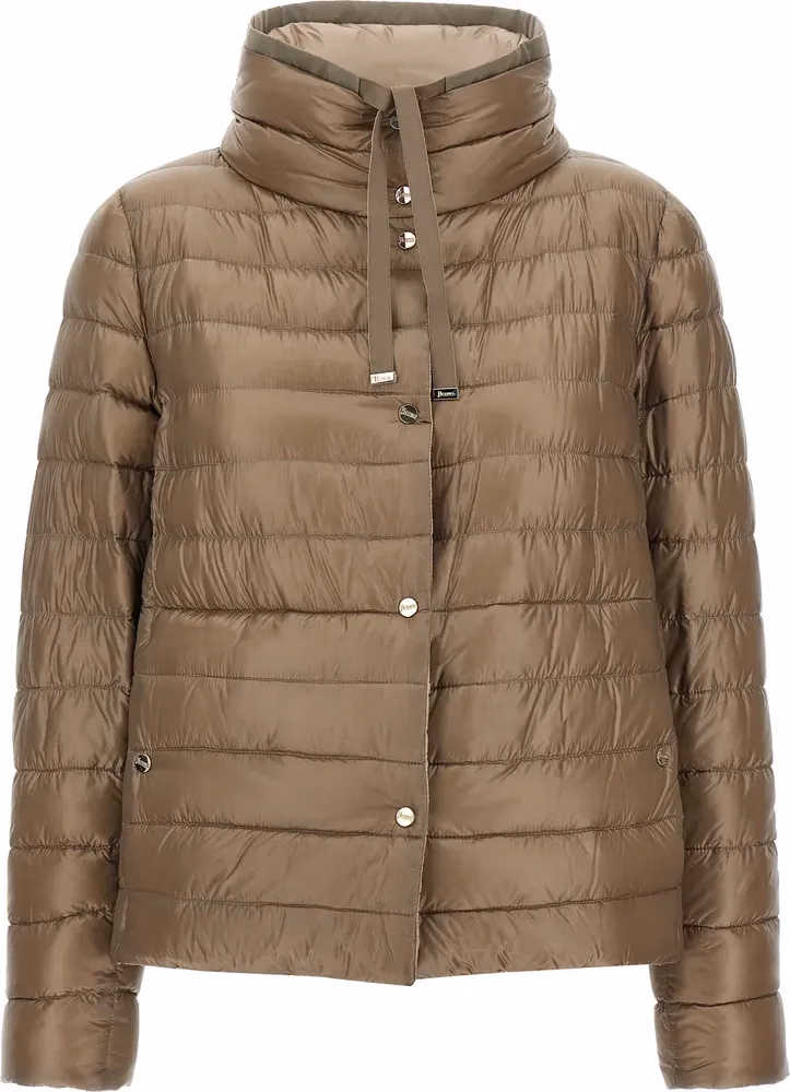 Brown Polyamide Full-Length Jacket