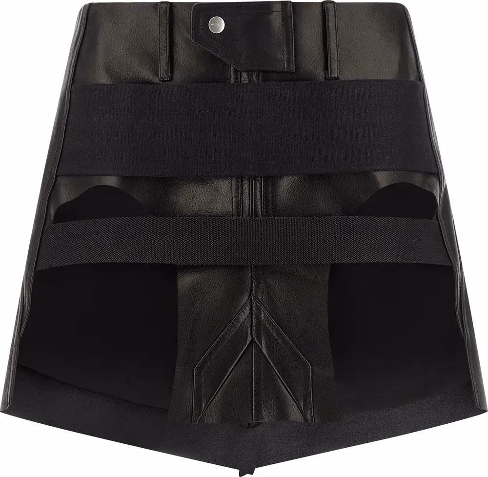 Black Calfskin Long Skirt