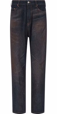 Blue Cotton Straight-Leg Jeans