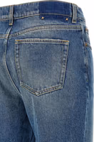 Blue Cotton Flared Jeans 4