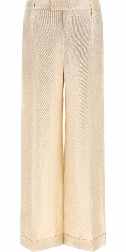 Gold Linen Casual Pants
