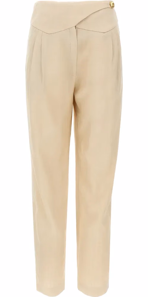 Beige Viscose Dress Pants